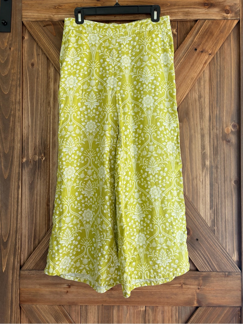 Joie 100% Linen Flat Front Wide Leg Floral Boho Cropped Pants. Size medium - Picture 10 of 12